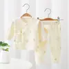Conjunto de Ropa de Otoño para Bebé y Pantalones Largos Tipo Algodón Puro Ropa Interior para Recién Nacidos Abierto de Velcro Traje de Monje para Bebé Conjunto de Dos Piezas