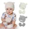 Conjunto de 2 piezas de gorro interior de algodón con orejas de oso de dibujos animados lindas y populares de Amazon para fábrica transfronteriza, bolsa para guantes
