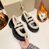 Sapatos de couro pequenos forrados de lã estilo britânico femininos 2023 outono e inverno novo estilo acadêmico retrô sapatos de camada única mocassins sapatos de algodão quentes