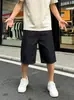 Calças jeans cropped de cor sólida simples com perna larga para homens, novo estilo americano primavera-verão, calças capri retas casuais soltas de alta qualidade para mulheres