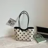 Bolsa Tote Grande de Bolinhas Color Block Shuai Mi para Mulheres, Novo Estilo de Verão Bolsa de Mão Relaxada, Bolsa de Ombro