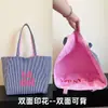 Bolsa de Ombro Nova Transfronteiriça Textura Listrada Bordada Casual de Lona Grande Capacidade Estudante Aula Deslocamento Bolsa de Lona