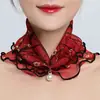 Venta al por mayor de fábrica bufanda decorativa linda con estampado bufanda pequeña de seda primavera y verano encaje fino colgante bufanda de seda