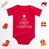 Macacão vermelho de Natal para bebê 2023 Meu primeiro macacão de algodão de manga curta de Natal 3-24M