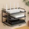 Caja de almacenamiento montada en la pared, estante para router, estante para decodificador de TV montado en la pared sin taladro