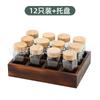 Botella de condimento cuadrada de 120 ml, tarro de condimento de vidrio para cocina, madera de bambú y madera de acacia, tarro de condimento de vidrio de 40 oz con estante