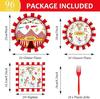 Tema de carnaval de circo de Amazon Decoración de fiesta de carnaval plato de papel desechable vaso de papel tenedor diseño de fondo