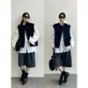 De alta gama Tan original de fábrica Francés lujo ligero 100% lana cuello alto sin mangas doble cara lana chaleco top prenda exterior para mujer otoño invierno