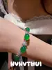 Joyas: Collar Colgante Buda de Crin de Caballo y Ágata Calcedonia Verde, Estilo Chino Comparable al Jade, Conjunto de Pulseras de Diamante Brillante con Forma de Calabaza