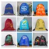 Paquete de tela de poliéster 210D con bolsillo, bolsa de nailon con cordón, mochila con cordón, paquete de mochila con estampado de bolsillo
