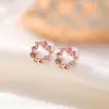 Brincos de Turmalina Cor Prata Yilu Prata Esterlina S925 Banhado a Ouro Rosa Pequena Guirlanda Moda Luxo Leve Mais Fácil para Combinar Brincos
