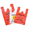 Uau! Sacolas Plásticas Tipo Colete Personalizadas com Estampa de Rosto Sorridente de Agradecimento, Boa Qualidade, Tamanhos Completos, Venda Direta do Fabricante