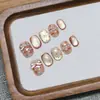 Uñas Portátiles Hechas a Mano con Efecto Ojo de Gato Multicolor, Rosas Pintadas a Mano, Estilo Iluminador y Fresco, Uñas Postizas Portátiles Producto Terminado, Pegatinas para Uñas Cortas