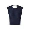 Top Corto sin Mangas con Espalda Descubierta Estilo Americano Picante, Nuevo Modelo Primavera/Verano con Copas, Camiseta Corta Fitness Yoga para Usar en Capas