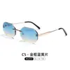 Novos Óculos de Sol Poligonais Sem Aro com Borda Cortada Moda Europeia e Americana Versão Tendência Óculos de Sol para Fotografia de Rua Masculino e Feminino Cor Degradê Personalizada