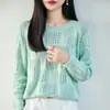 Suéter de crochê vazado estilo coreano, 100% algodão, macio, para mulheres, manga longa, soltinho, top que rejuvenesce, novo modelo 26