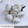 3 cabeças com sépalas rosa imperial concubina rosa simulação ramo único rosa encaracolado arranjo de flores para área de boas-vindas de casamento flor artificial layout de passarela flor de seda