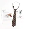 Corbata a cuadros marrón retro para mujer, estilo japonés universitario, estilo holgado, estilo JK, pajarita pequeña, corbata de mano para hombre.