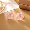 Pendientes de Flor Perlada con Goteo de Aceite Esmaltado Diseño de Nicho Super Hada Moda Pendientes Elegantes Pequeños Frescos Pendientes de Alta Gama