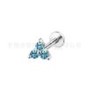 F136 aretes de titanio dientes internos triángulo flor bolsa circonita incrustada labio uña joyería para piercing corporal aleación de titanio G23 uña para cartílago