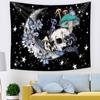 Tapiz Amantes de la Calavera Decoración del Hogar Tela Colgante Arte Blanco y Negro Calavera Fondo de Champiñón Tela de Pared Tela Colgante Tapiz