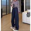 Pantalones vaqueros rectos holgados para mujer, primavera otoño e invierno 2025, nuevos, de cintura alta, adelgazantes, de pierna ancha y pequeña.