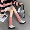 Calcetines trenzados para mujer otoño e invierno color sólido tejido funda para pierna marea ins Marrón vintage lana de pila calcetines funda para pierna Millennium