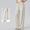 Pantalones deportivos casuales holgados para mujer con bolsillos laterales, cintura elástica con cordón, pantalones largos de fitness, pantalones de pierna ancha de entrenamiento de Pilates con caída