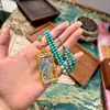 Regong Tíbet Nepal Thangka Pintado a Mano Puro Tara Verde 2*4 Collar Conjunto Terminado