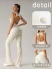 Mono de Yoga Sexy de Estilo Europeo y Americano con Espalda Descubierta y Agujeros, con Almohadillas en el Pecho, Pantalones de Yoga Fitness Elásticos Ajustados de Pierna Ancha Dlt006