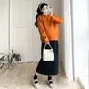 Roupa de maternidade para outono e inverno, suéter de tricô novo estilo, solto e doce, top de maternidade, saia de bolinhas, conjunto doce e que emagrece