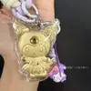 Oro 999 Oro Puro Gato Oro Hola Teléfono Colgante Llavero Regalo para Novia Colgante de Bolsa Kitty