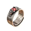 Nuevo Anillo Retro Sutra del Corazón Atrae Riqueza y Tesoro Anillo Pixiu para Hombre Anillo con Mantra de Seis Palabras Personalizado Anillo Hip-Hop Dominante