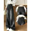 Jeans Vintage Bordados de Tamaño Pequeño Chao Li Youhuo para Mujer, Estilo Otoño, Pierna Ancha, Sueltos, Adelgazantes, Pantalones de Longitud hasta el Suelo
