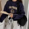 Sudadera Gruesa Azul Marino de Cuello Redondo para Personas Pequeñas, Camiseta Interior Fina, Holgada y de Terciopelo para Mujer, Otoño e Invierno 2025