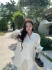 Camisa de linho 1OO de manga comprida feminina pusumed minimalista alta inteligência old money sensação preguiçosa relaxada top casual