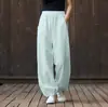 (Personalizado)26 Algodón Lino Otoño Nian Bai Xiu Fang Ropa Zen para Té Lavado con Arena Retro Mejorado Pantalones de Linterna para Mujer Pantalones