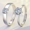 Par de anillos de boda de imitación de diamantes artificiales, accesorios de boda, anillo de boda, anillo de novia con apertura ajustable
