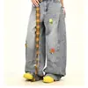 Comercio Transfronterizo Jeans de Pierna Ancha Estilo Retro Americano para Mujer Verano 2025 Delgados de Cintura Alta Sueltos Adelgazantes con Caída Pierna Recta