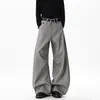 Pantalones Rayados Curvos Estilo Retro Old Money para Hombre, Chaleco de Plumas de Pareja de Moda para Primavera y Otoño, Pantalones Largos Casuales Sueltos de Pierna Ancha