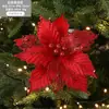Flores Navideñas Artificiales Color Dorado Rojo Champaña Hojas Mixtas Hoja de Arce Hecha a Mano Flores Decorativas Navidad Transfronteriza 24cm
