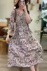 Vestido Largo Casual de Verano Nuevo Estilo Festivo con Doble Bolsillo y Cuello en V Talla Grande con Estampado Digital Transfronterizo Temu para Mujer