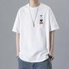 Marca de Moda Outono Homens de manga curta T-shirt Masculino Puro Algodão Crewneck Extra Grande Tamanho Gordo Loose Manga Curta Azul Arroxeado