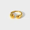 Anillo Abierto de Acero Inoxidable con Forma de Gota de Agua Brillante Estilo Ins Transfronterizo, Chapado en Oro de 18 Quilates, Joyería Impermeable, Sensación Simple y de Alta Gama, Accesorios para Mujer