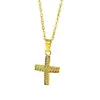Collar con Colgante de Cruz de Acero Inoxidable Americano Transfronterizo Joyería para Mujer de Gama Alta Acero de Titanio Zirconia que No se Desvanece Accesorios para Collar