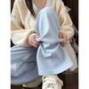 Pantalones Marrones de Pierna Ancha para Mujer Primavera, Otoño e Invierno 2024 Nuevos de Cintura Alta Casual Rectos de Chenilla Forrados de Polar Tejidos de Espiga