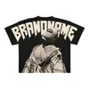 Punk Europeu e Americano Edição Grande Impresso T-Shirt Y2K Estilo Hip Hop Masculino T-Shirt Mascarado Menina Gótico Manga Curta Top