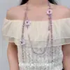 Collar de Borlas de Flor Morada con Perlas Fino Rocío de Finales de Primavera Cadena Dulce para Clavícula Nueva Primavera 2026