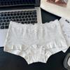 Calzoncillos Boxer de Encaje Sexy de Algodón Puro para Mujer, Cubre Cadera Grande, Cómodos Calzoncillos Boxer de Algodón Puro con Refuerzo Antibacteriano Dos en Uno