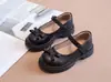 Sapatos Pretos de Couro para Meninas 2026 Outono Solado Macio Primavera/Outono Laço Sapatos Individuais de Bebê Sapatos de Princesa para Meninas Pequenas